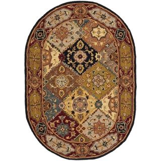 Handmade Heritage Bakhtiari Multicolored/ Red Wool Oriental Rug (46 X 66 Oval)