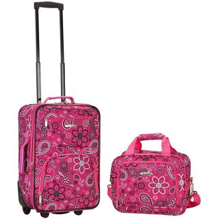 Rockland Deluxe Pink Bandana 2 piece Lightweight Expandable Carry on Luggage Set