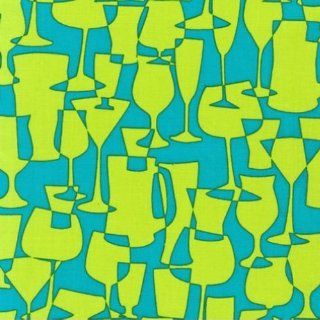 Cheers Cocktail Party Glass Fabric Two Yards (1.8m) AIT 11328 257 Caribbean