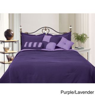 Lcm Home Fashions, Inc. Microfiber Reversible 4 piece Comforter Set Purple Size Full