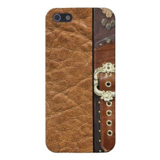 Western Belt Design on Rustic Leather Look iPhone 5 Case