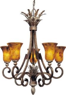 Metropolitan N6055 265 Five Light Up Lighting Chandelier from the Gran Canaria Collection, Cartouche Bronze    