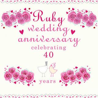 ruby wedding anniversary card by laura sherratt designs