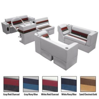 Deluxe Pontoon Furniture   Complete Boat Package E Gray/Navy/Blue 98277GRYNVYBLU