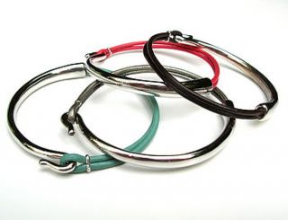 leather and silver hook bracelet by plum & ivory