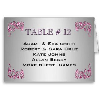 Elegant PINK SILVER Table number template wedding Greeting Cards