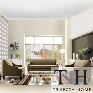 Tribecca Home Winslow Taupe Concave Arm Modern 3 piece Living Room Set