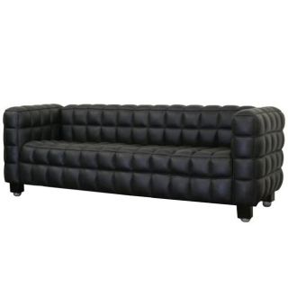 Arriga Black Leather Modern Sofa