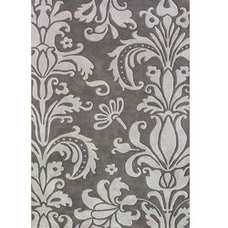 Hand tufted Metro Foral Grey Wool Rug (8 X 10)