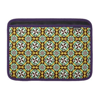 Barcelona tile pattern in yellow, brown and blue sleeve for MacBook air