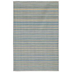 Dhurrie Blue stripe pattern Flat weave Wool Rug (2 X 3)