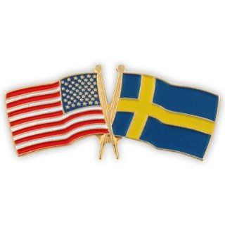 USA and Sweden Crossed Friendship Flag Lapel Pin Jewelry