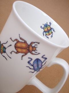 bone china artist transfer beetle mug by jessica irena smith glass