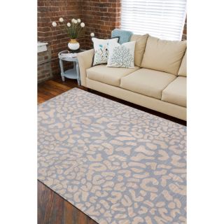 Hand tufted Pale Blue Leopard Whimsy Animal Print Wool Rug (5 X 8)