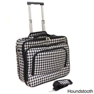 World Traveler Houndstooth Fashion Print Womens Rolling 17 inch Laptop Briefcase