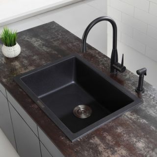Kraus 24.4 x 18 Dual Mount Single Bowl Granite Kitchen Sink