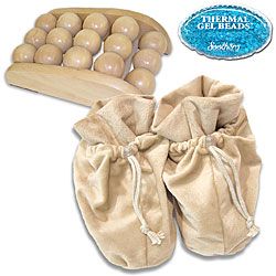 Soothera Therapeutic Wood Foot Massager/ White Swan Slippers