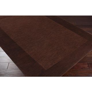 Hand crafted Solid Brown Tone on tone Bordered Wool Rug (5x 8)