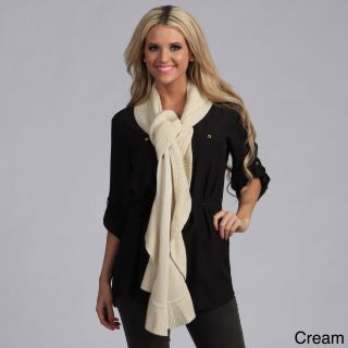 Cashmere Showroom Cashmere Showroom Decorative Ruffle Cashmere/bamboo Knit Scarf White Size One Size Fits Most
