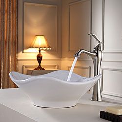 Kraus Bathroom Combo Set White Tulip Ceramic Sink And Ventus Faucet