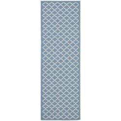 Blue/beige Diamond geometric pattern Indoor/outdoor Rug (24 X 911)