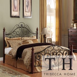 Tribecca Home Madera Graceful Scroll Bronze Iron King size Metal Bed