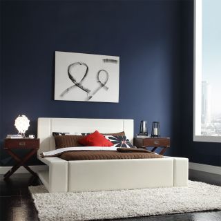Anabella White Bonded Leather S Shape Modern King size Bed