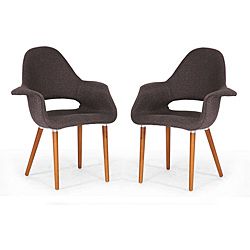 Forza Brown Fabric Mid century Modern Arm Chairs (set Of 2)