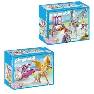 Playmobil Princess with Pegasus Carriage & Pegasus with Jewelry Cabinet 5143 & 5144 Electronics