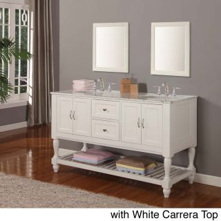 60 inch Pearl White Mission Turnleg Double Sink Vanity