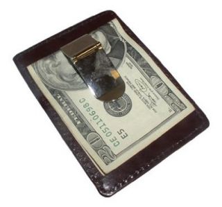 Brown Leather and Metal Money Clip Credit Card Slot Shoes