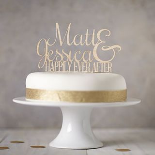 personalised wooden ever after cake topper by sophia victoria joy