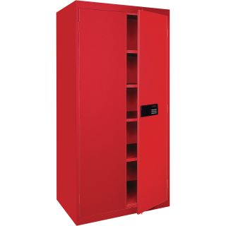 Sandusky Lee Keyless Electronic Steel Cabinet — 36in.W x 24in.D x 78in.H, Red, Model# EA4E362478-01  Storage Cabinets