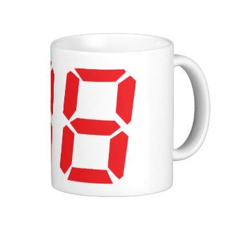 88 eighty eight red alarm clock digital number coffee mugs