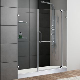Vigo 60 inch Frameless Acrylic Shower Door 0.375 inch Clear Glass With White Base