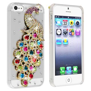BasAcc Clear/ Colorful Peacock Diamond Snap on Case for Apple iPhone 5 BasAcc Cases & Holders