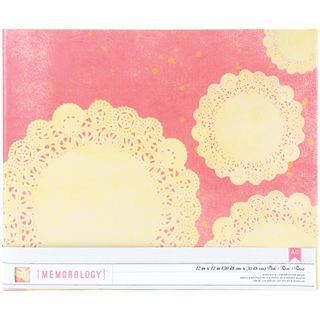 Maggie Holmes Signature Vinyl D ring Album 12x12 pink With Doily Print