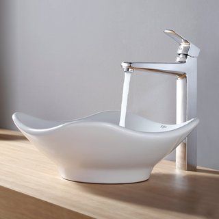 Kraus Bathroom Combo Set White Tulip Ceramic Sink And Virtus Faucet