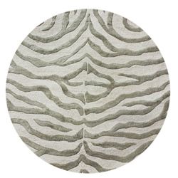 Nuloom Handmade Animal Pattern Grey/ivory Zebra Wool/ Viscose Rug (6 Round)