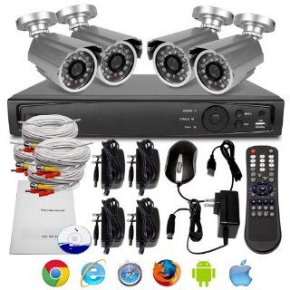 R TECH Surveillance System with 8 Channel 1080p 500GB H.264 DVR with 4 500TVL IR Outdoor CCTV Security Cameras   3G Android, iphone, ipad and Tablet Compatible  Complete Surveillance Systems  Camera & Photo