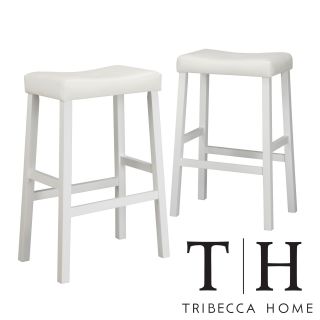 Tribecca Home Nova White Saddle Cushioned Seat 29 inc