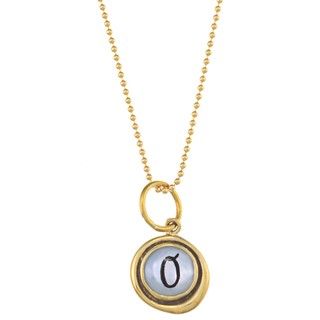 Waxing Poetic Brass Letter O Mother of Pearl Charm Necklace Waxing Poetic Gemstone Necklaces