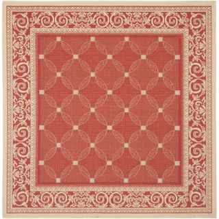 Indoor/ Outdoor Power loomed Red/ Natural Rug (67 Square)