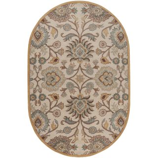 None Hand tufted Coliseum Beige Floral Wool Rug Beige Size 6 x 9