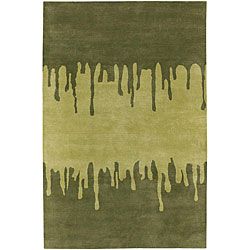 Contemporary Hand tufted Green New Zealand Wool Mandara Rug (5 X 76)