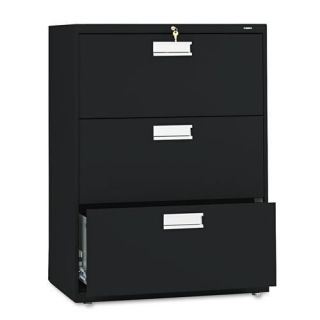 Hon 600 Series 30 inch Wide Three drawer Black Lateral File Cabinet
