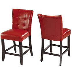 Button tufted Red Counter Stool (set Of 2)