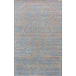 Nuloom Handmade Neutrals And Textures Damask Blue Wool Rug (5 X 8)