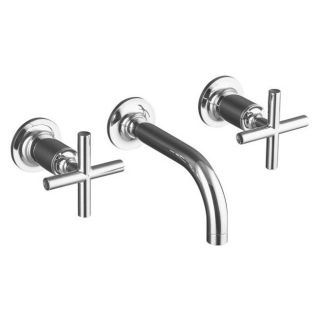 Kohler K t14412 3 cp Polished Chrome Purist Two handle Wall mount Lavatory Faucet Trim With 6, 90 degree Angle Spout And Cross