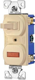Cooper Wiring Devices 277V BOX 15 Amp 120 volt Combination Single Pole Toggle Switch and Pilot Light with Back and Side Wiring, Ivory Color   Wall Light Switches  